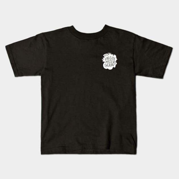 Small White FMT Logo Kids T-Shirt by Fireside Mystery Theatre